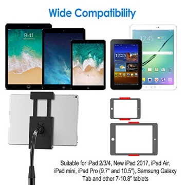 JETech Floor Stand Height-Adjustable Gooseneck with Toilet Paper Roll Holder for 7-11.8 Inch Tablets iPad Galaxy Tab