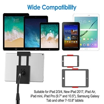 JETech Floor Stand Height-Adjustable Gooseneck with Toilet Paper Roll Holder for 7-11.8 Inch Tablets iPad Galaxy Tab