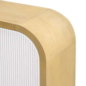 Amposei Modern Curved Sideboard Cabinet 59.8-Inch Entryway Console Table Accent Storage Cabinet with Doors & Adjustable Shelves for Living Room Hallway, White