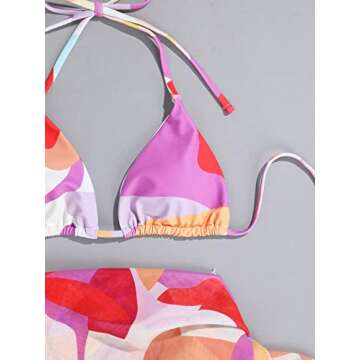 Stylish WDIRARA Multicolored Halter Bikini Swimsuit