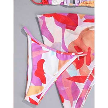 Stylish WDIRARA Multicolored Halter Bikini Swimsuit