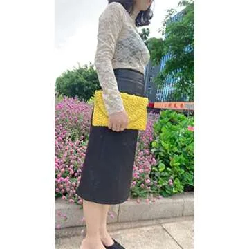 alilove Straw Clutch Bags for Women Summer Evening Handbags Bride Wedding Purse Vacation Beach Clutch Handmade Woven Envelope Wallet