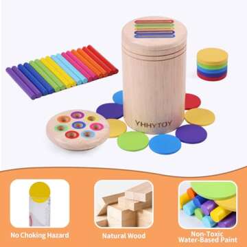 YHHYTOY Montessori Toys for 3 Year Old, Dual Play Wooden Toddler Educational Toys Color Sorting Preschool Learning Activities, Fine Motor Skills Sensory Toys for Toddlers 3-5 Girl Boy Birthday Gifts