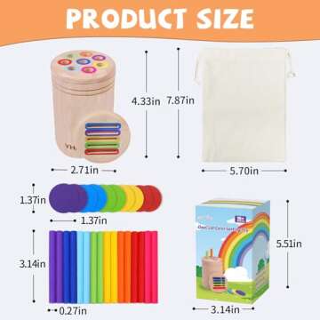 YHHYTOY Montessori Toys for 3 Year Old, Dual Play Wooden Toddler Educational Toys Color Sorting Preschool Learning Activities, Fine Motor Skills Sensory Toys for Toddlers 3-5 Girl Boy Birthday Gifts