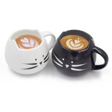 Nofinis Cute Cat Coffee Mug Set - Lovely Ceramic Cat Tea Mug Cup Gift Set for Cat Lovers Women and G...