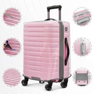 JZRTravel 3 Piece Luggage Covers for Suitcase, Clear Pvc Luggage Protectors for Suitcase Tsa Approved, Suitcase Cover Set for 20 24 28 inch Luggage.