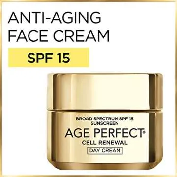 L'Oreal Paris Skincare Age Perfect Cell Renewal Skin Renewing Day Cream with SPF 15, Face Moisturizer with Salicylic Acid to Stimulate Surface Cell Turnover for Visibly Radiant & Vibrant Skin, 1.7 oz