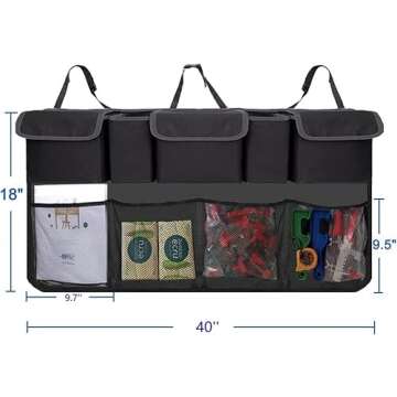Enstiler Car Trunk Organizer, Backseat Hanging Organizer with 9 Large Storage Bag-Car Seat Organizer...