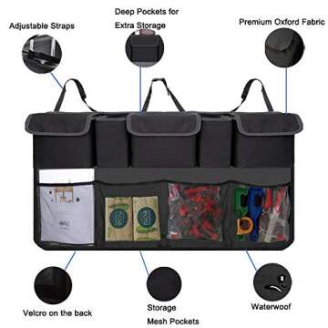Enstiler Car Trunk Organizer, Backseat Hanging Organizer with 9 Large Storage Bag-Car Seat Organizer for SUV，Trunk，Space Saving Expert (9 Bag)