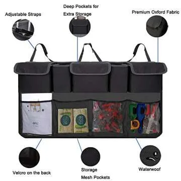 Enstiler Car Trunk Organizer, Backseat Hanging Organizer with 9 Large Storage Bag-Car Seat Organizer for SUV，Trunk，Space Saving Expert (9 Bag)