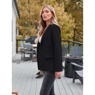 AUTOMET Womens Bussiness Casual Blazers Open Front Work Office Blazer Jacket Fall Fashion 2024 Black M