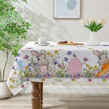 cusugbaso Easter Tablecloth 60x84 Inch Rectangle, Easter Table Decor, Spring Table Cloth Rectangle f...