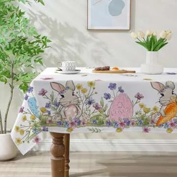 cusugbaso Easter Tablecloth 60x84 Inch Rectangle, Easter Table Decor, Spring Table Cloth Rectangle f...