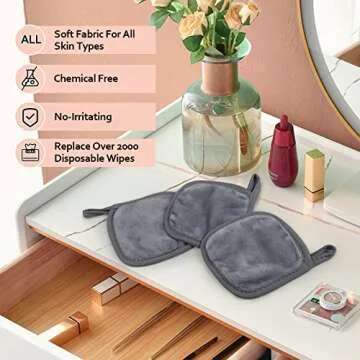 HOMEXCEL Makeup Remover Cloths - 12 Pack Reusable Pads