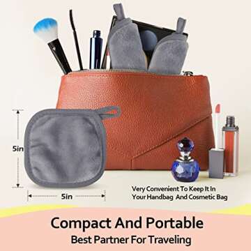 HOMEXCEL Makeup Remover Cloth 12 Pack,Reusable Makeup Remover Pads, Washable Ultra Soft Facial Cleansing Cloths For All Skin Types, 5 X 5 In, Grey