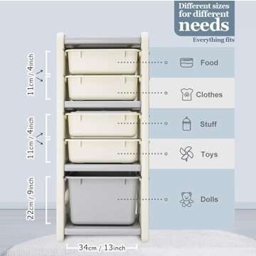 WEDANTA Kids Large Toys Storage Organizer Shelf Organizer for Books and Toys with 11 Bins 2 Cabinets and 3 Shelves Multipurpose Toy and Book Storage Solution for Kids - Toy Bin Storage