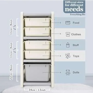 WEDANTA Kids Large Toys Storage Organizer Shelf Organizer for Books and Toys with 11 Bins 2 Cabinets and 3 Shelves Multipurpose Toy and Book Storage Solution for Kids - Toy Bin Storage