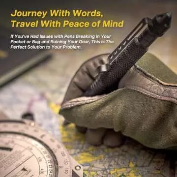 TF TAKEFLIGHT Tactical Pen Multitool – Gifts For Men Dad - Diamond Thread Grip, Strong Rugged Aluminum EDC Survival Gear, Pocket Military Writing Glass Breaker, Pen Collection - Black Card