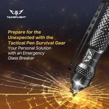 TF TAKEFLIGHT Tactical Pen Multitool – Gifts For Men Dad - Diamond Thread Grip, Strong Rugged Aluminum EDC Survival Gear, Pocket Military Writing Glass Breaker, Pen Collection - Black Card