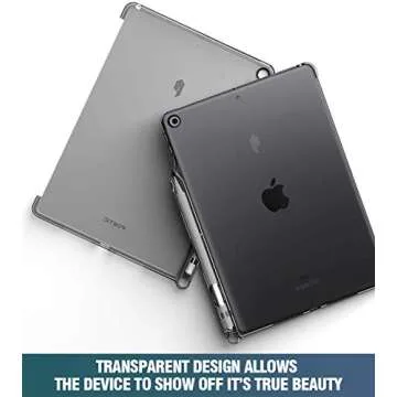 Poetic Lumos Case Designed for iPad 10.2 9th Generation (2021) / 8th Gen (2020) /7th Gen (2019) Case, Flexible Transparent TPU Back Cover with Pencil Holder, Compatible with Smart Keyboard Gray