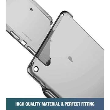 Poetic Lumos Case Designed for iPad 10.2 9th Generation (2021) / 8th Gen (2020) /7th Gen (2019) Case, Flexible Transparent TPU Back Cover with Pencil Holder, Compatible with Smart Keyboard Gray