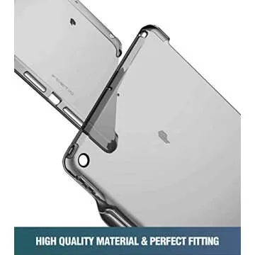 Poetic Lumos Case Designed for iPad 10.2 9th Generation (2021) / 8th Gen (2020) /7th Gen (2019) Case, Flexible Transparent TPU Back Cover with Pencil Holder, Compatible with Smart Keyboard Gray