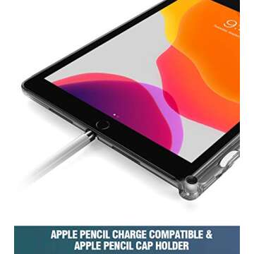 Poetic Lumos Case Designed for iPad 10.2 9th Generation (2021) / 8th Gen (2020) /7th Gen (2019) Case, Flexible Transparent TPU Back Cover with Pencil Holder, Compatible with Smart Keyboard Gray