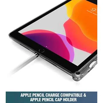 Poetic Lumos Case Designed for iPad 10.2 9th Generation (2021) / 8th Gen (2020) /7th Gen (2019) Case, Flexible Transparent TPU Back Cover with Pencil Holder, Compatible with Smart Keyboard Gray