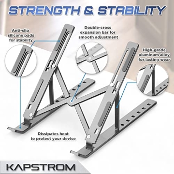 KapStrom Aluminum Laptop Stand - Portable & Adjustable Ergonomics