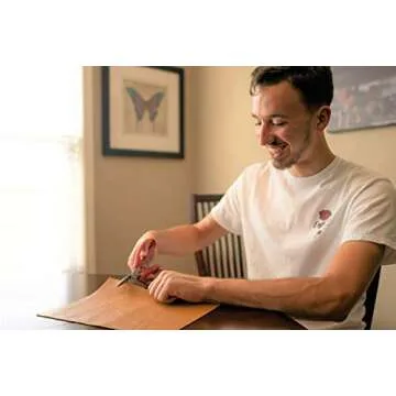 Leather Scissors. Small, Sharp Stainless Steel Durable Blades - Effortless Cutting - Large Comfortable Shears for Crafting, Sewing, Clay Bead Kit, Tailor, Belts, Fabric, Cotton, Cloth, Office, Home