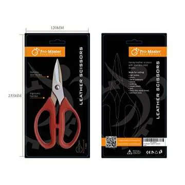 Leather Scissors. Small, Sharp Stainless Steel Durable Blades - Effortless Cutting - Large Comfortable Shears for Crafting, Sewing, Clay Bead Kit, Tailor, Belts, Fabric, Cotton, Cloth, Office, Home