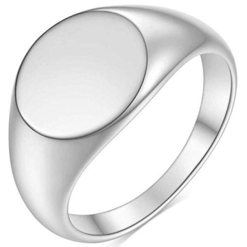 Jude Jewelers Stainless Steel Round Shape Signet Style Classical Simple Plain Wedding Engagement Sta...
