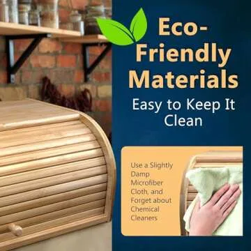 KIFIKITCHEN Bamboo Bread Box Space Saving Rustic Roll-Top Bread Bin for Countertop - Store Bread Cake and Baked Goods - 15 x 9.8 inches (Sliding door)