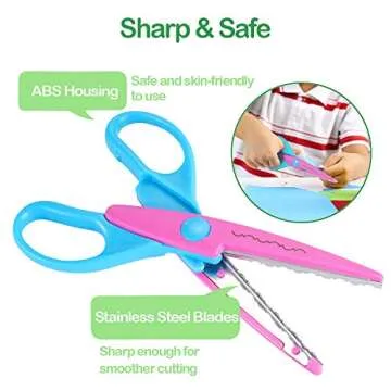 Decorative Paper Edge Scissor Set –5'' Colorful Paper Edger Scissors Great for Kids, Teachers, Crafts, Scrapbooking, DIY Projects and Kids Crafts, Set of 6 (5inch)