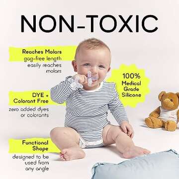 Silicone Baby Teething Toys - Baby teether for Infants, Toddlers, Newborns, CPSIA Certified, FDA Formulated Material