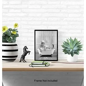 Tiger Bathroom Wall Art & Decor - Funny Bathroom Decor Wall Art - Bathroom Pictures - Bathroom Decor for Men - Modern Bathroom Accessory - Cute Bath Wall Decor - Jungle Animals Poster - Unframed