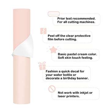 TECKWRAP 001 Vinyl Matte Permanent Adhesive Vinyl for Craft Decal Projects 12" x 10ft, Matte Pastel ...