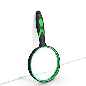 10X Shatterproof Magnifying Glass 10X Large Handheld Magnifying Glass for Seniors Kids 75mm Magnifyi...