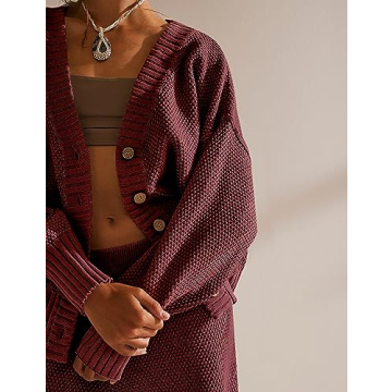 Ugerlov Cozy Women’s Two Piece Sweater Lounge Set in Wine Red