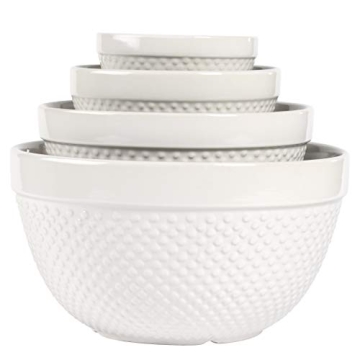 Hobnail Style 4 Piece Nesting Mixing Bowls Set for Cooking