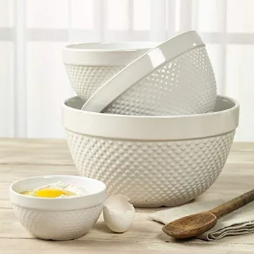 Hobnail Style 4 Piece Nesting Mixing Bowls Set for Cooking