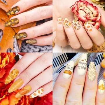 JarThenaAMCS 2 Sheet Fall Thanksgiving Nail Art Stamping Plate Kit Assorted Pumpkins Maple Leaves Autumn Blessing Collection Nail Art Plate for Holiday DIY Print Manicure Salon, 5.7 x 3.7inch