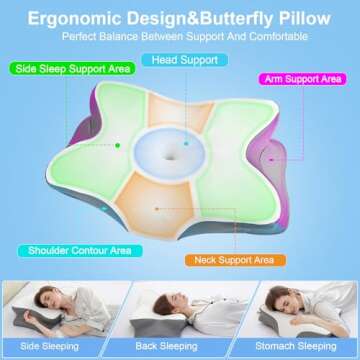 HBYGE Memory Foam Pillows, Ergonomic Pillow for Neck Pain Relief, Bed Pillow for Sleeping, Cervical ...