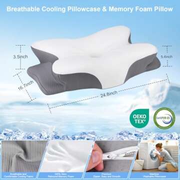 HBYGE Ergonomic Memory Foam Pillow for Pain Relief