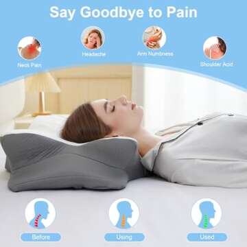 HBYGE Ergonomic Memory Foam Pillow for Pain Relief