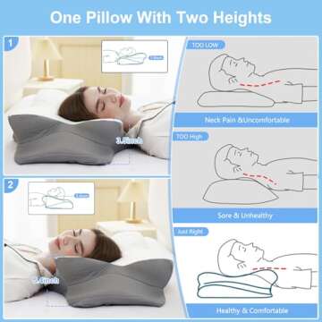HBYGE Ergonomic Memory Foam Pillow for Pain Relief
