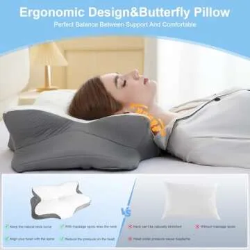 HBYGE Ergonomic Memory Foam Pillow for Pain Relief
