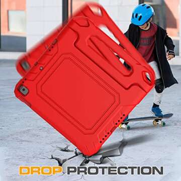 MOXOTEK Kids Case for iPad 9th/8th/7th Generation 10.2 Inch 2021/2020/2019, Case for iPad Air 3rd Gen/Pro 10.5 Inch, Durable Shockproof Cover with Screen Protector for iPad 10.2 & 10.5, Red
