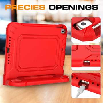 MOXOTEK Kids Case for iPad 9th/8th/7th Generation 10.2 Inch 2021/2020/2019, Case for iPad Air 3rd Gen/Pro 10.5 Inch, Durable Shockproof Cover with Screen Protector for iPad 10.2 & 10.5, Red