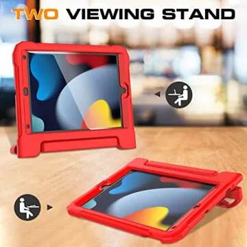 MOXOTEK Kids Case for iPad 9th/8th/7th Generation 10.2 Inch 2021/2020/2019, Case for iPad Air 3rd Gen/Pro 10.5 Inch, Durable Shockproof Cover with Screen Protector for iPad 10.2 & 10.5, Red